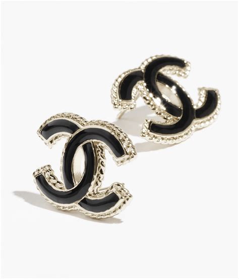 chanel oorbel zwart goud|Chanel oorbellen goud verguld Chanel zwart in Goud verguld.